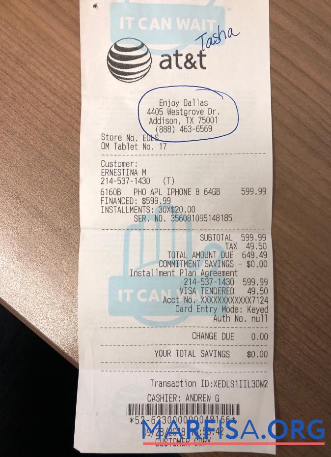 Printable At&t company payment receipt download for verification
